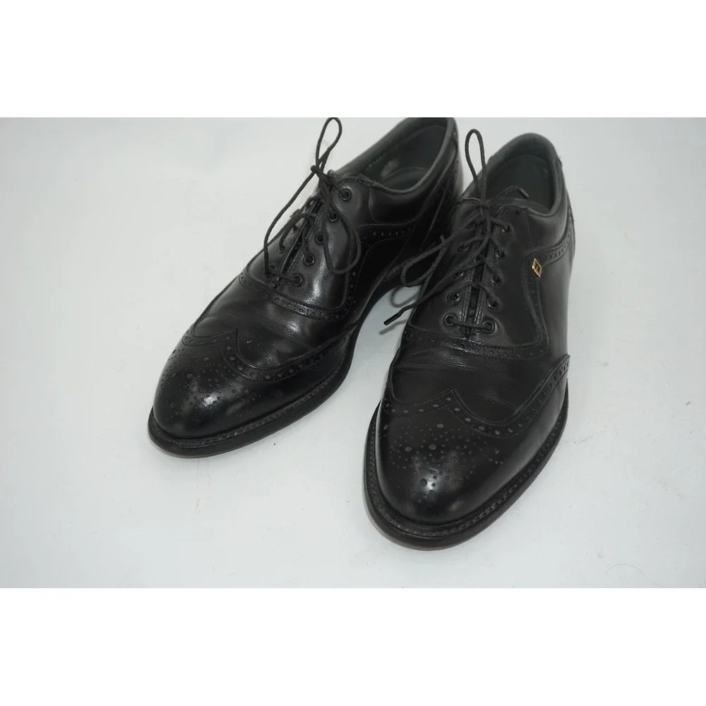 FootJoy Classics‎ Golf Shoes Mens 10.5 C Black Leather Brogue Wingtip USA Spikes